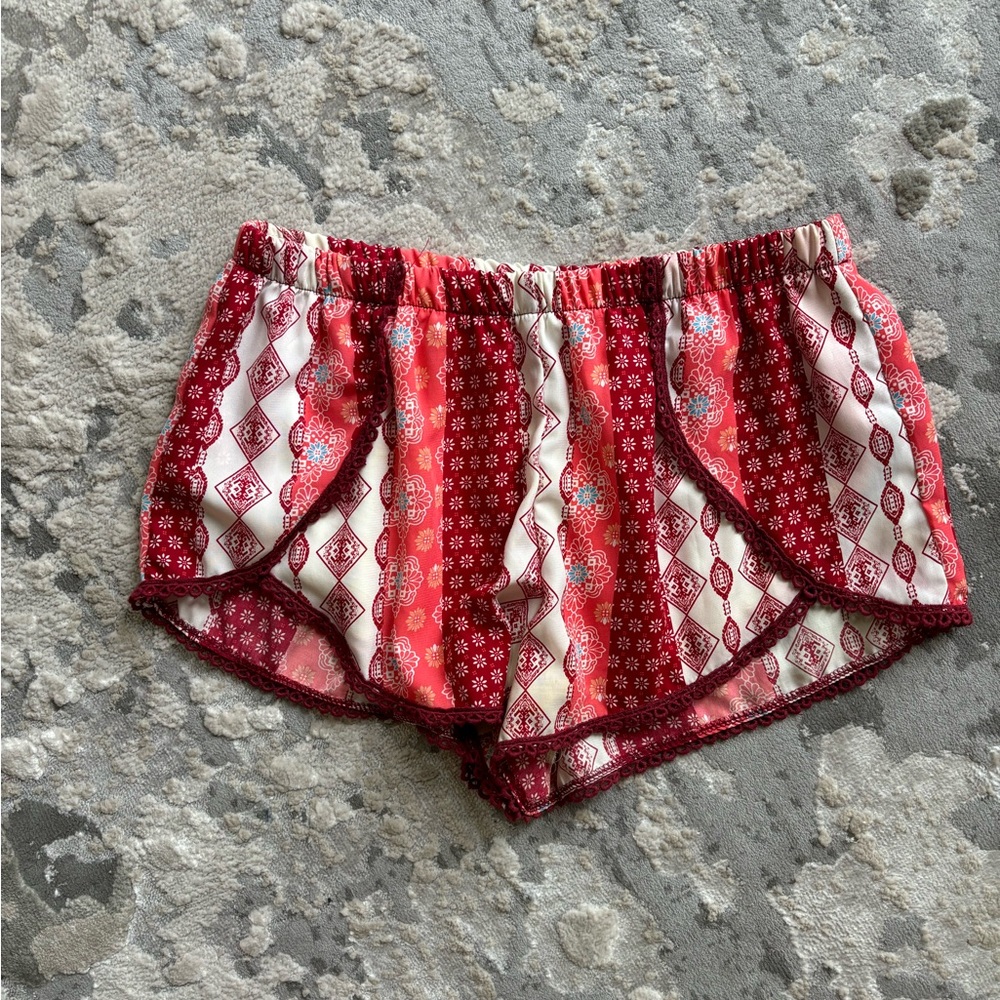 Altar’d State Red, Orange, and White Loose Fitting Elastic Waist Shorts in large